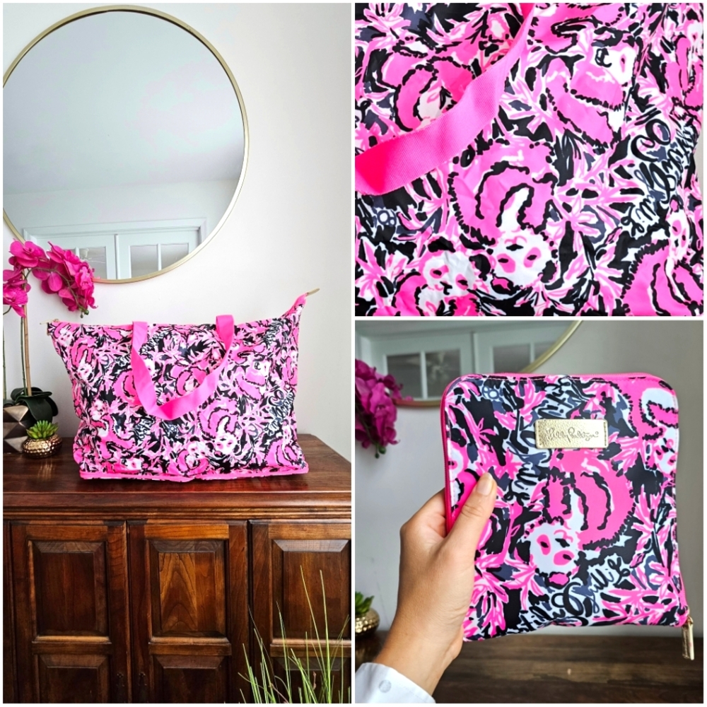 Lilly Pulitzer Pink and Black Tote Bag